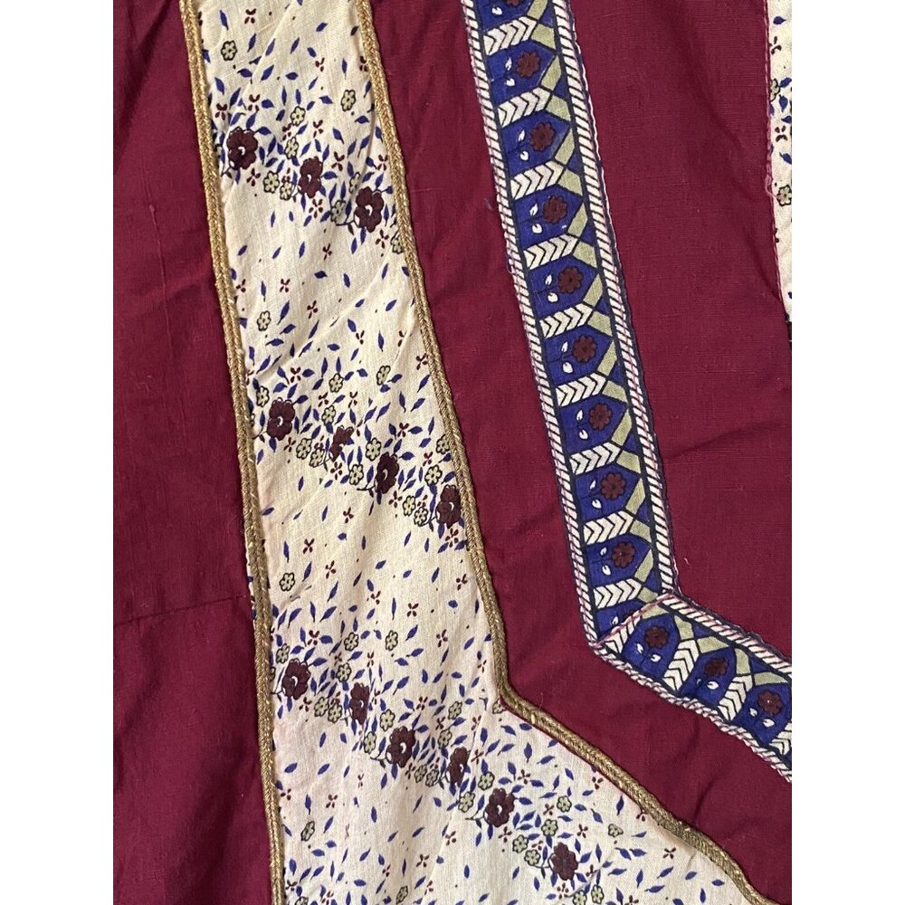 Women's M Maroon Long Sleeve Cotton Pakistani Indian Style Dress Punjabi Party - Picture 10 of 13